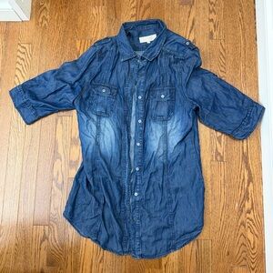 Blossom Women’s Denim Button-Up Shirt | Size Medium